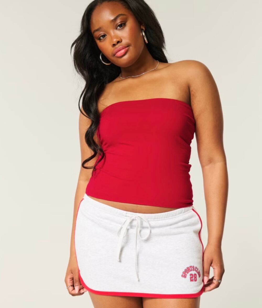 NWT Hollister Y2K  “Taylor” crimson & light pink reversible tube top size medium
